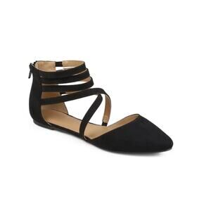 Journee Collection Women's Marlee Strappy Pointed Toe Flats Black Size 8